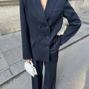 Premium Tasarım Blazer Ceket Pantolon Takım-lacivert