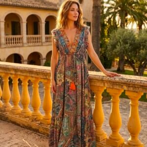 İthal Parlak Desenli Kalın Askılı model ipek Elbise-99177